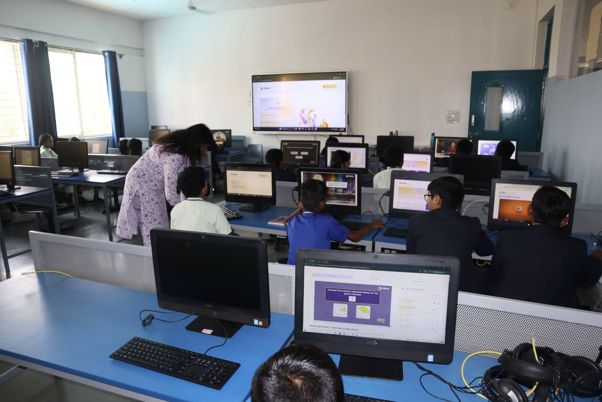 Modern science laboratory equipment with blue lighting
